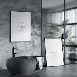 Bathroom Frame Mockup, Two Poster Frames Mockup, Modern Interior Mockup, Mockup Frame
