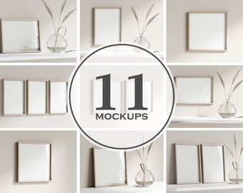 Minimalist Frame Mockup Bundle, Boho Interior (PSD JPG)
