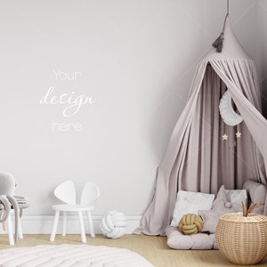 Kids Room Mockup, Nursery Wall Mockup, Children&#39;s Room Mockup, Empty Wall Nursery Interior Mockup