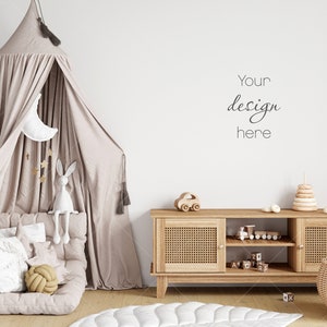 Kids Room Mockup, Nursery Wall Mockup, Children&#39;s Room Mockup, Empty Wall Nursery Interior Mockup
