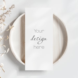 Makieta menu weselnego 4x9, makieta menu boho, pusty szablon karty menu, minimalistyczna makieta stacjonarna