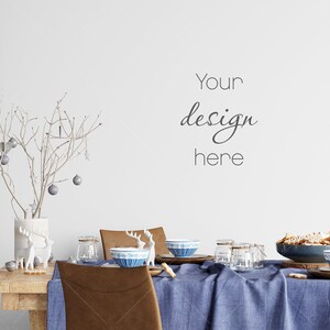 Christmas Interior Mockup, Blank Wall Mockup, Living Room Wall Mockup, Wall Mockup