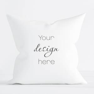 Pillow Mockup PSD, White Pillow Mockup, Square Pillow Smart Object in Photoshop, Minimalist Square Pillow Mockup JPG PSD