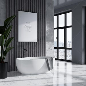 Bathroom Frame Mockup, Poster Mockup, Modern Interior Mockup, Mockup Frame
