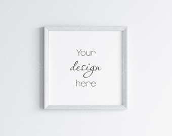 White Square Frame Mockup, Minimalist Poster Mockup (JPG, PNG, PSD)