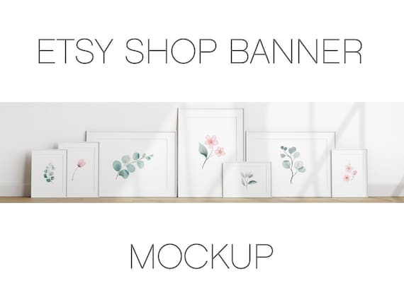 Etsy Shop Banner Mockup, White Frames Mockup Bundle (PSD)