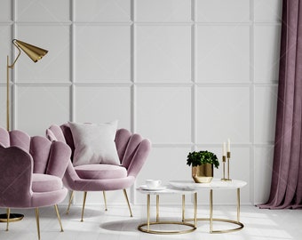 Modern Living Room Wall Mockup, Interior Mockup (JPG File)