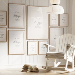 Gallery Wall Mockup in Farmhouse Interior, Frame Mockup, Poster Mockup