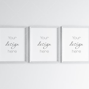 Three White Frames Mockup 5x4 ratio, Poster Mockup, Minimalist Mockup, JPG PNG PSD