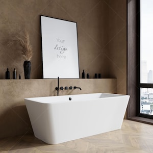 Bathroom Frame Mockup, Poster Mockup, Modern Interior Mockup, Mockup Frame
