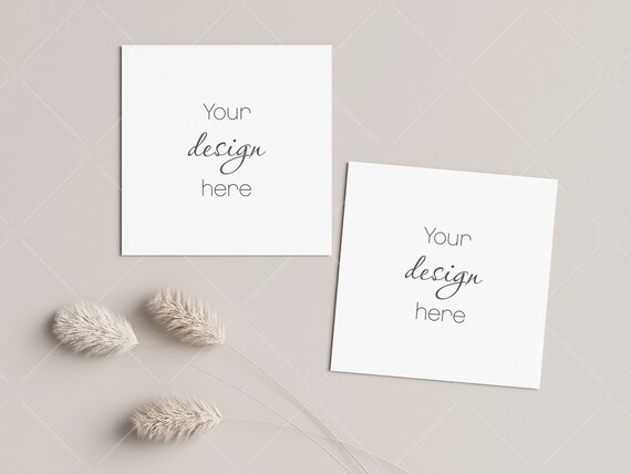 Square Card Mockup, Invitation, Greeting Card (PSD, JPG, PNG)