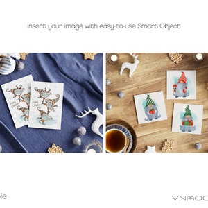 Christmas Card Mockup Bundle 5x7, 1x1, Greeting Card Mockup Set, PSD JPG image 2