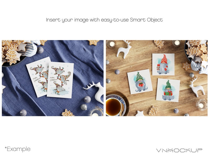 Christmas Card Mockup Bundle 5x7, 1x1, Greeting Card Mockup Set, PSD JPG image 2