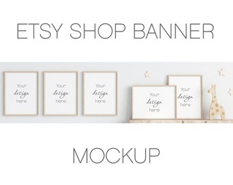 Etsy Shop Banner Mockup, Nursery Frame Mockup, 3:4 Ratio (PSD, JPG)