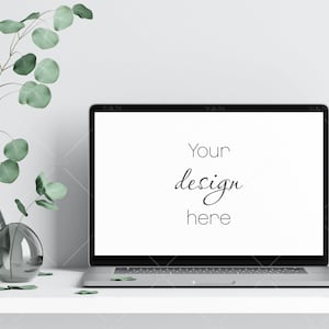 Laptop Mockup, Minimalist Interior Device Mockup, Сomputer Mockup, PSD JPG PNG