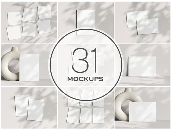 Boho Card Mockup Bundle 5x7, Invitation Mockup Kit (PSD, JPG)