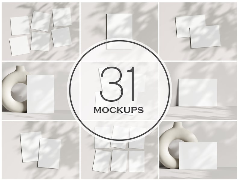 Boho Card Mockup Bundle 5x7, Invitation Mockup Kit (PSD, JPG) image 1