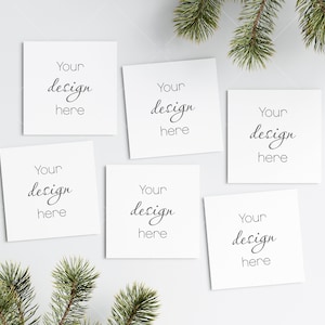 Zes vierkante kerstkaarten Mockup, Mockup Kerstkaart, Uitnodiging Mockup, Wenskaart Mockup