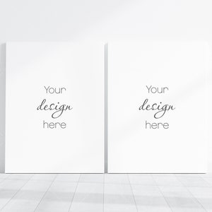 Two Canvases 3x4 Mockup PSD, 2 Vertical Canvases Mockup Smart Object in Photoshop, Minimalist Portrate Canvases Mockup JPG PSD