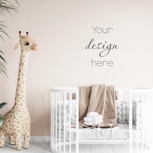 Blank Wall Mockup Nursery, Modern Kids Room Mockup, Children&#39;s Room Mockup, Empty Wall Nursery Interior Mockup, Minimalist Nursery Mockup
