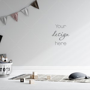 Kids Room Wall Background JPG, Nursery Wall Mockup, Children&#39;s Room Mockup, Empty Wall Nursery Interior Mockup