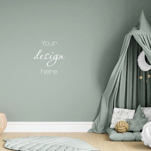 Kids Room Mockup, Nursery Wall Mockup, Children&#39;s Room Mockup, Empty Wall Nursery Interior Mockup