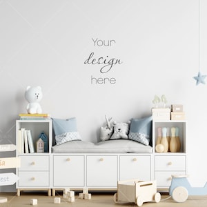 Blank Wall Mockup Nursery, Modern Kids Room Mockup, Children&#39;s Room Mockup, Empty Wall Nursery Interior Mockup, Minimalist Nursery Mockup