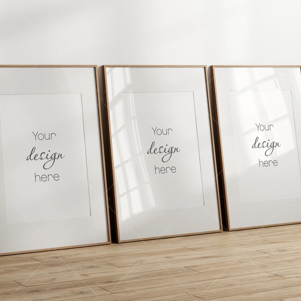 Three Posters Mockup, Frame Mockup, Poster Frame Mockup, Photo Frame Mockup, PSD JPG