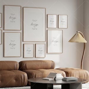 Gallery Wall Mockup in Modern Interior, Frame Mockup, Poster Mockup