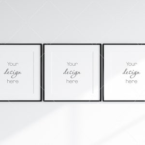 Mockup med fyrkantiga svarta ramar, 3 postermockups (JPG PNG PSD)