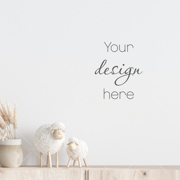 Maqueta de pared para habitación infantil moderna, pared vacía (descarga instantánea)