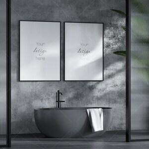 Bathroom Frame Mockup, Two Poster Frames Mockup, Modern Interior Mockup, Mockup Frame