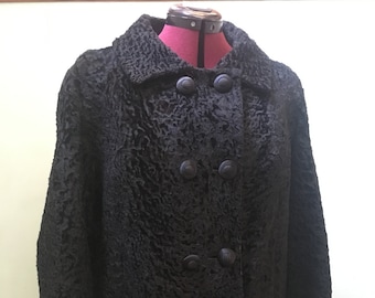 1950s Persian curly lamb black fur coat