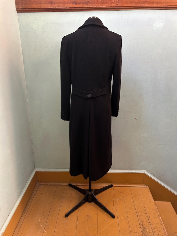 1960s-1970s Womens Long Black Wool Blend Coat Pea… - image 4