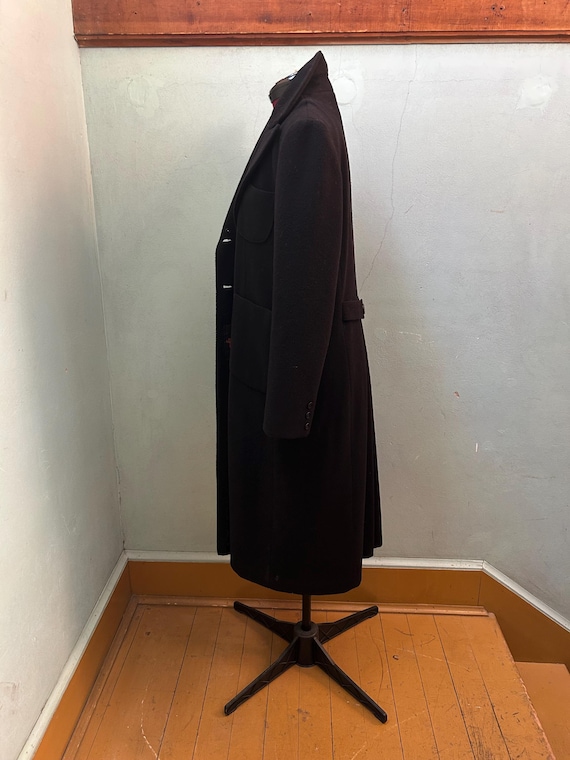 1960s-1970s Womens Long Black Wool Blend Coat Pea… - image 3
