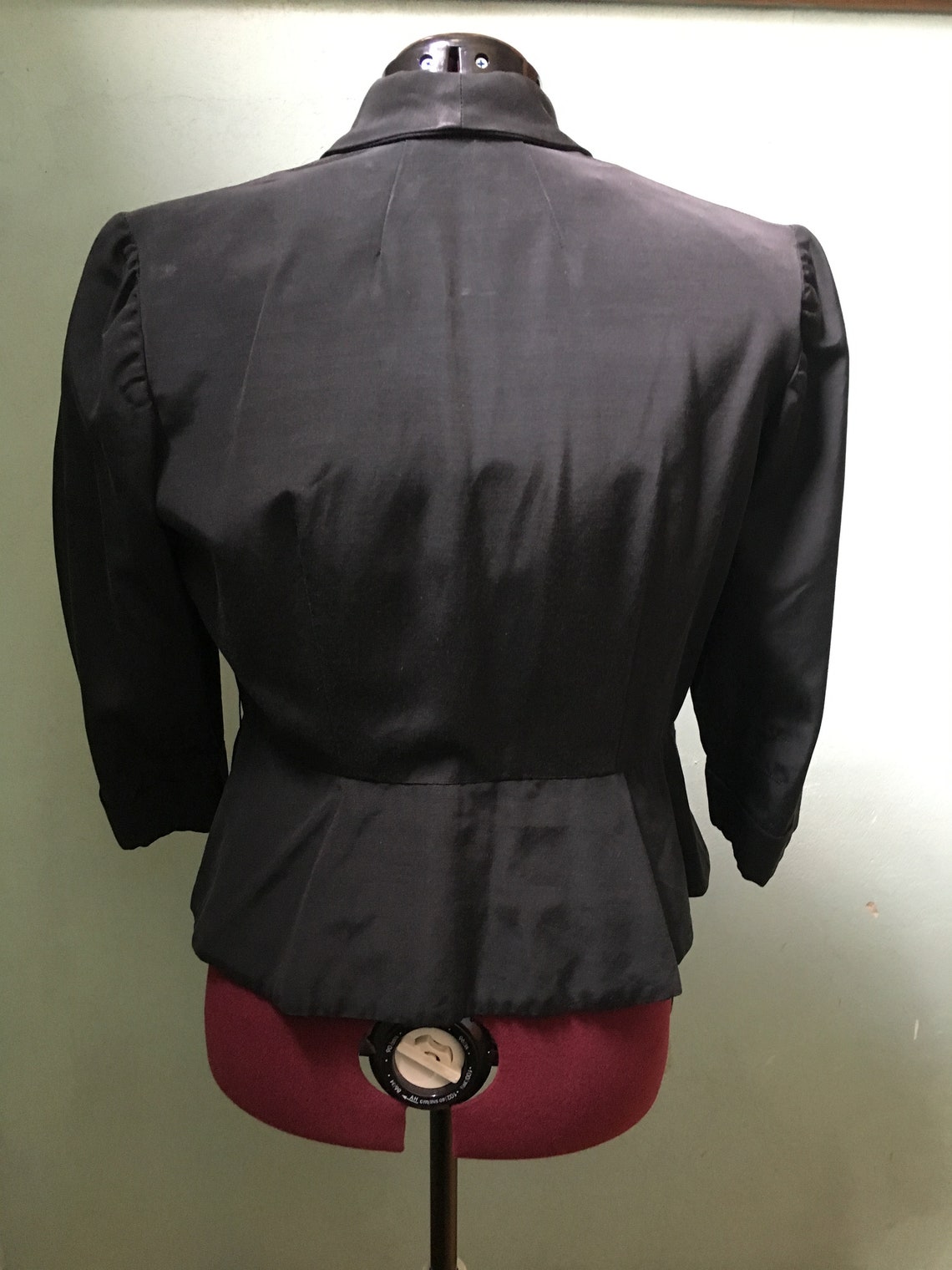 1950s New Look Cropped Black Grosgrain Jacket with Rhinestone | Etsy