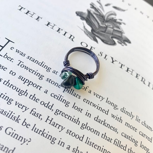 Tom Riddle Inspired Wire Wrapped Crystal Ring