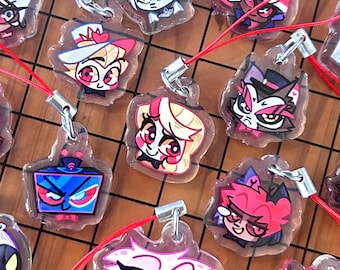 ハズビンホテルのヴォックスとアラスターの天使/悪魔キーホルダー