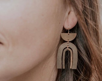 Brass Half Moon Rainbow Earrings - Boho Jewelry