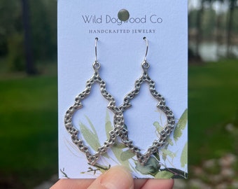 Moroccan hammered silver colored dangle earrings. Wild Dogwood Co