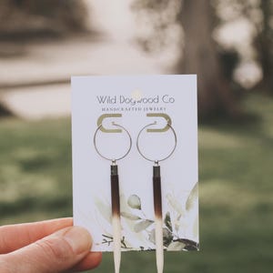 Silver Porcupine Quill Earrings: Boho Nature Jewelry