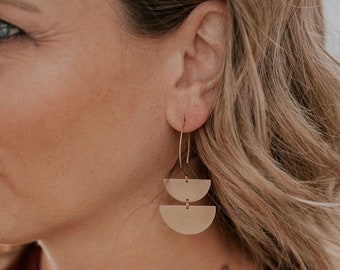 Popular half moon brass dangle earrings. Wild Dogwood Jewelry