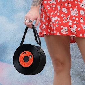 Mini Vinyl Clutch - Mini Purse, Small Record Bag, Small Vinyl Purse, 45 record bag, Vinyl Record Purse, Repurposed Record Art, Reused Vinyl