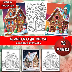 75 Gingerbread House Coloring Pages- Fun Holiday Activity for Kids & Adults | Printable Christmas Coloring Sheets | Festive Digital Download