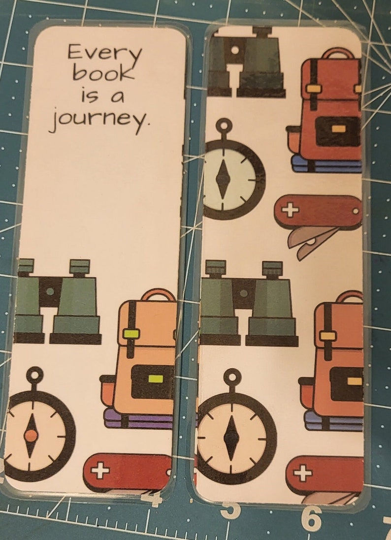 Every Book is a Journey Double-sided Bookmark With Camping Gear, Books ...