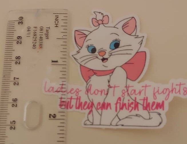 TGBJE Taschenspiegel 'Ladies Don't Start Fights' – Marie Cat Lover Geschenk, Edelstahl, 6,5 Cm