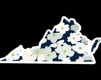 Hand-drawn Virginia State Flower Waterproof Sticker, Dogwood, wildflowers, laptop decal, water bottle sticker, Virginia Dogwood flowers