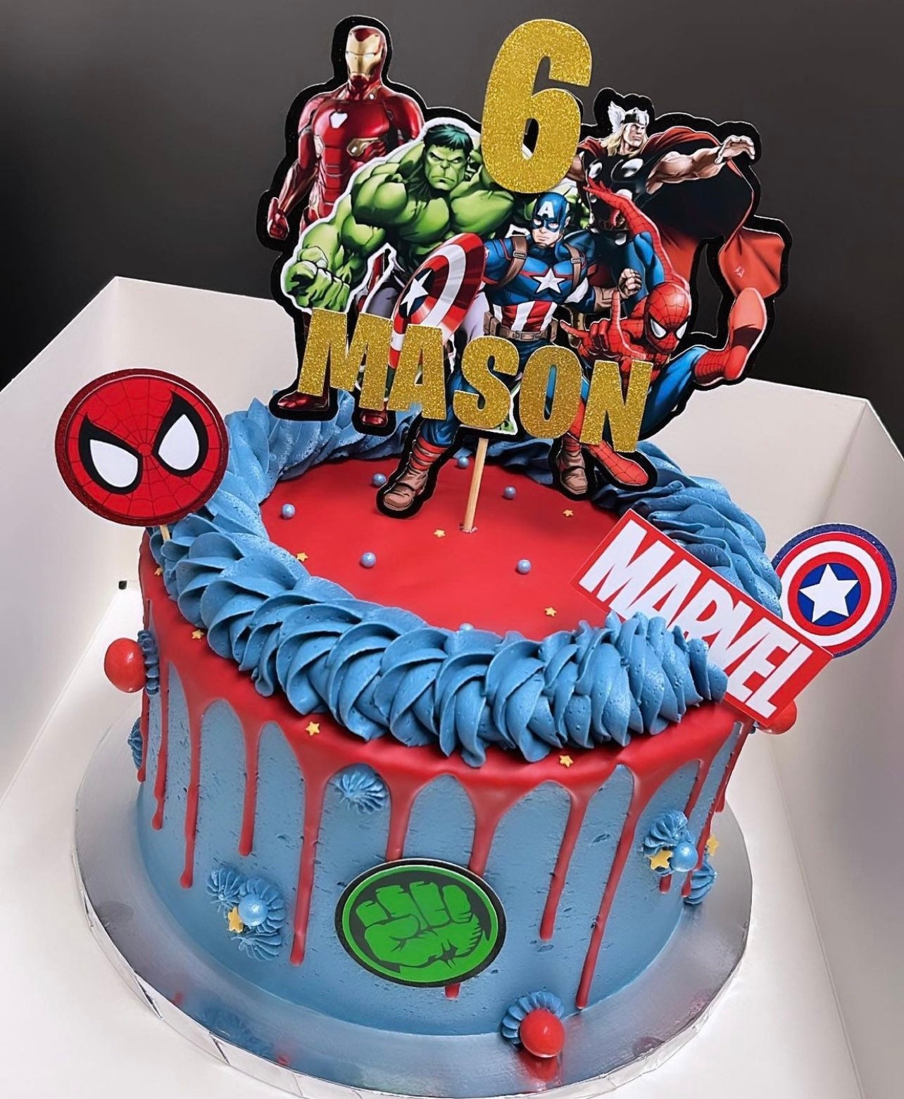 Simmpu Avengers Compleanno Decorazioni,4 Pezzi Supereroe Cake Topper per Torte di Compleann Festa Superhero Cake Topper Cartoni Animati Decorazioni 