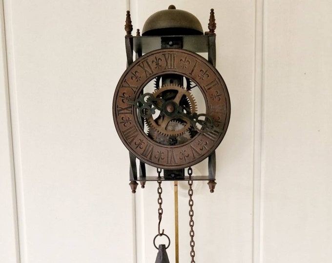 Antique German Clock Skeleton Wall Clock Weightdriven Pendulum Etsy