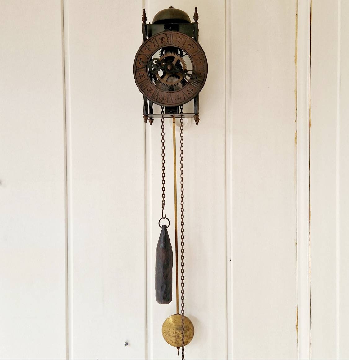 Antique German Clock Skeleton Wall Clock Weightdriven Pendulum Etsy